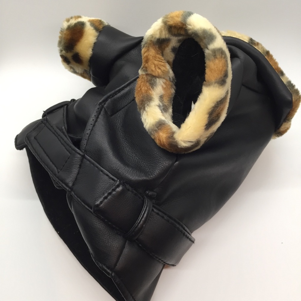 -Faux leather dog jacket by Dicken’s Closet
